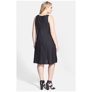 Eileen Fisher Black Linen Blend Sleeveless V-Neck Dress Size Medium